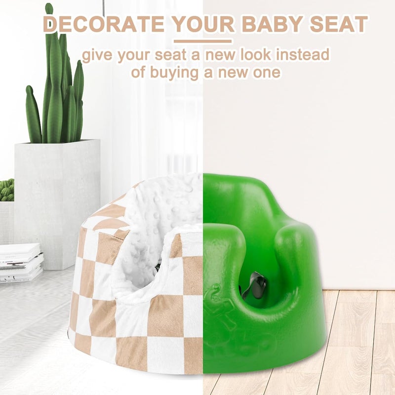 DILIMI Minky Seat Cover Compatible with Bumbo Seat, Removable Ultra Soft Comfortable Warm Seat Slipcover for Baby Girl and Boy, Brown Checkered - Image 5